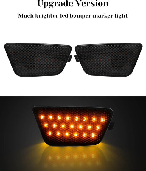 LED Amber Side Marker Lights Lamps Fit for Chevy Cruze 2011-2015, Driver and Passenger Side Front Bumper Lamps, Smoked Lens Sidemarkers, 2 Pcs...