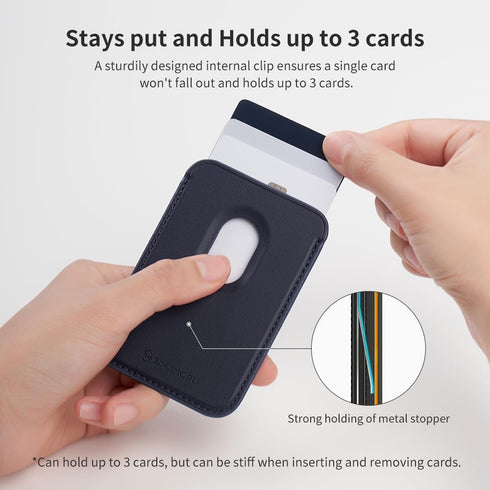 Sinjimoru Magnetic Card Wallet, Premium Vegan Leather Phone Wallet for MagSafe 3-Card Holder Compatible with iPhone 15 Plus Pro Max 14 13 12 Serie...
