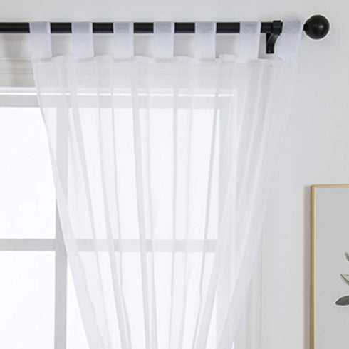 ZebraSmile 1 Panel Tab Top Voile Curtains Loop Sheer Curtains Transparent Window Drapes for Living Bedroom Divide Wedding Big Window Curtains Whit...