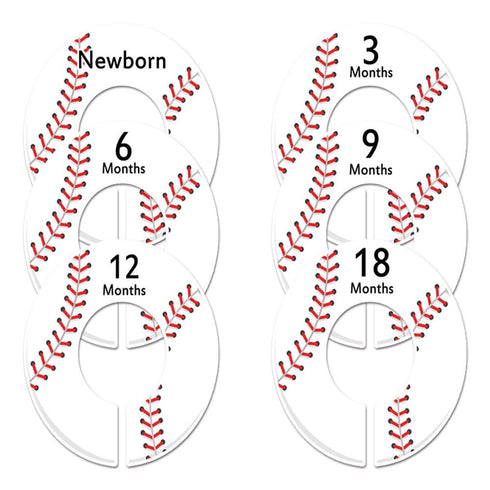 6 Baseball C196 Baby Boy Nursery Clothing Size Closet Dividers (1.25 Inch Rod)...