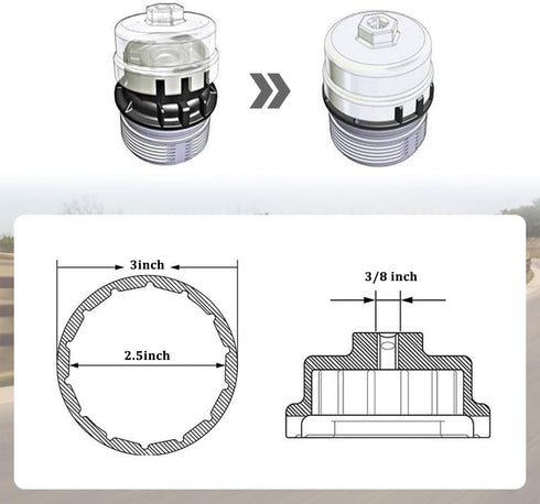 Oil Filter Wrench,64mm 14 Flute Oil Filter Remover Tool,Aluminum Heavy Duty Oil Filter Wrench Engine Oil Filter Socket Compatible with Toyota,Lexu...