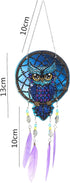 DIY Owl Dream Catcher Diamond Painting Window Hanging Double Side Drill Crystal Rhinestones Diamond Art Wind Chimes Owls with Feathers...