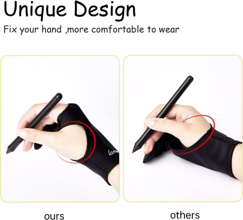 Digital Drawing Glove 2 Pack,Artist Glove for Drawing Tablet,ipad,Sketching,Art Glove with Two Finger for Right Hand and Left Hand ?Smudge Guard, ...