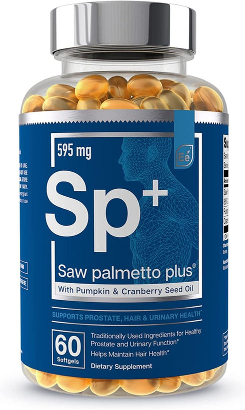 Saw Palmetto Plus - Prostate Health Supplement for Men with Pumpkin and Cranberry Seed Oil | Supports Bladder and Urinary Health by Essential Elem...