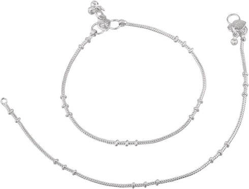 Efulgenz Silver Tone Indian Jewelry Anklets for Women Indian Bollywood Boho Anklets Ankle Bracelet Payal Anklet Set Foot Jewelry...