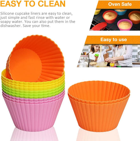 Extra Large Silicone Cupcake Baking Cups 12 Pack, 3.54 Inch Cupcake and Muffin Liners, Reusable Jumbo Silicone Baking Cups Easy to Clean, Great fo...