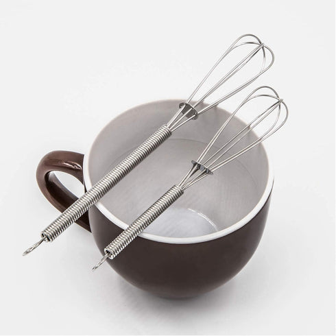 4 Pack Mini Wire Kitchen Whisks Small Egg Whisk Gravy Sauce Mini Whisk Silver-Each of 2PCS 5 Inches and 7 Inches...