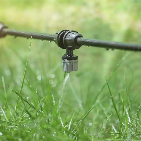 1/4 Inch Drip Irrigation Misting Nozzles Fittings, 30 Pieces Three-Way Atomizing Nozzle with Anti-leak Locked Barbed Irrigation Connector for 1/4 ...