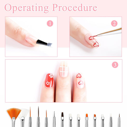 15pcs Nail Paint Brushes Set, Nail Art Brushes for Gel Polish with Rhinestone Picker, Nail Detailing Brush Makeup Brushes Set for Cleaning Fingern...