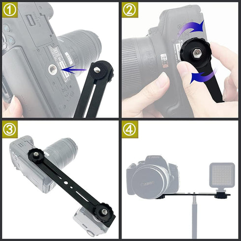 8"/20cm Dual Speedlite Camera Mount Tripod Bracket Flash Extension Bar, LED Video Light, DSLR Flash Light...