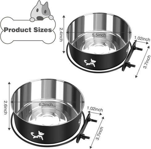Crate Water Bowl No Spill, 2 Pack Hanging Dog Bowls for Kennel, Kennel Water Bowls Mountable, Dog Food Bowls for Crates, Large Stainless Steel Pet...