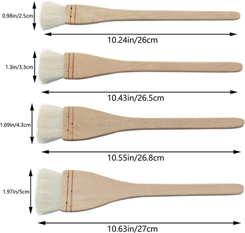Creative Mark Hake Paintbrush Set 4PCS Professional Soft White Goat Hair Stitch-Tied Brushes for Wash, Background Work,Watercolor and Ceramic Pott...