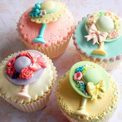 sunhat sugarcraft silicone mold goblet gumpaste cake decorating bow fondant cupcake decotions ribbon girl beach summer...