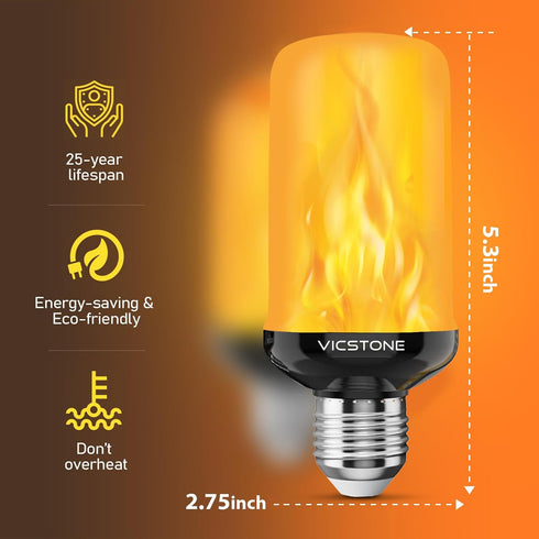 Upgraded LED Flame Light Bulbs, 4-Mode Flickering Light Bulbs with Upside Down Effect, E26 27 Fire Light Bulb for Porch Party Patio Home Halloween...