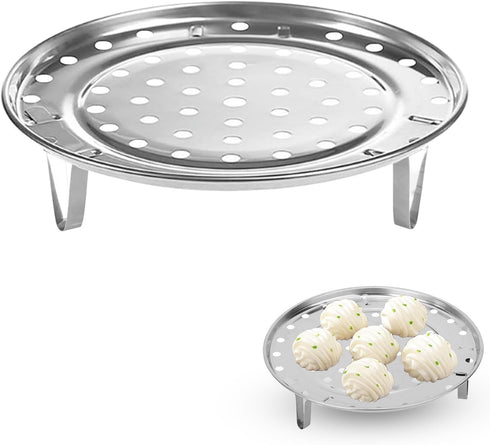 Steamer Rack, 10.2 Inch Stainless Steel Steamer Rack Steam Tray with Removable Legs, Pressure Cooker Canner Round Pot Steaming Tray for Steamers C...