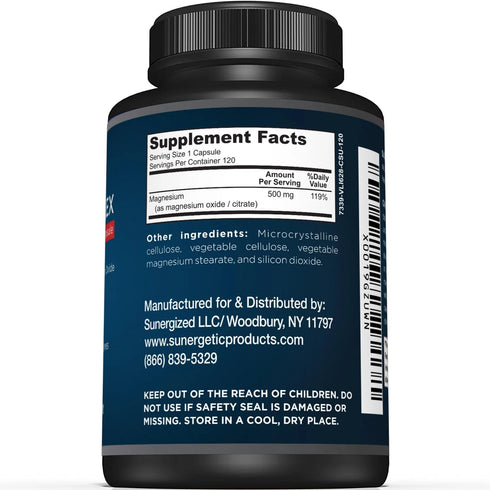 Premium Magnesium Citrate Capsules – Powerful 500mg Magnesium Oxide & Citrate Supplement – Helps Support Healthy Bones, Muscles, Teeth, Energy & R...