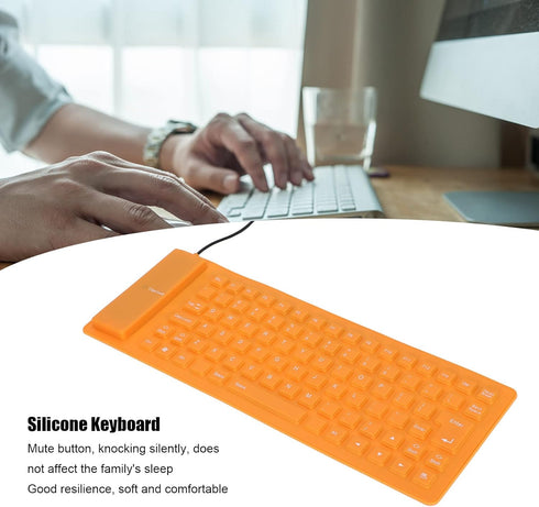 Foldable Silicone Keyboard, USB Wired Waterproof Rollup Keyboard, Folding Flexible Keyboard Slim Soft Silent Typing 85 Keys for PC Notebook Laptop...