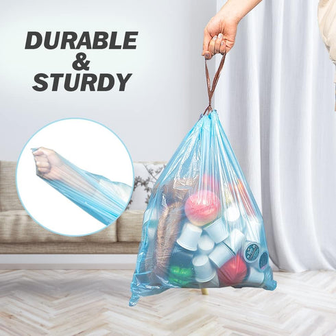 JOYEUX 4 Gallon Small Trash Bags, No-Tearing Drawstring Garbage Bags for Bathroom Kitchen, Beachside Breeze Scent, 60 Count...