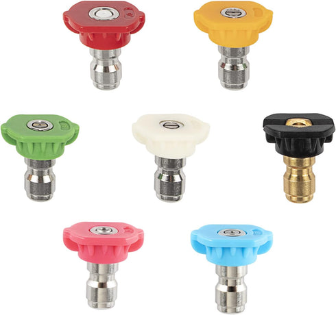 High Pressure Washer Spray Nozzles Tip Set,7Pcs Variety Degrees for Quick Connect, Pressure Washer Quick Nozzle, 1/4 Inch Quick Connection, 4000 P...