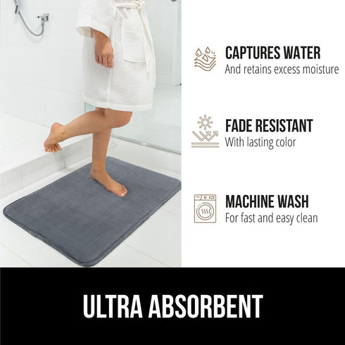 GORILLA GRIP Memory Foam Bath Rugs, Soft Absorbent Velvet Bathroom Mats, Durable Dots on Underside, Machine Washable Bathmat, Carpet Rug Room Deco...