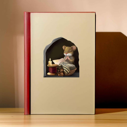 Mouse Reading Book, Wall Decor Sticker Decal, Kids Room, Classroom, Home, Bedroom, Bookcase, Book Lover, of Mice and Men, Children, Adorable, (Mou...
