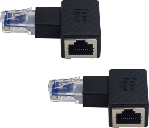 Duttek Ethernet Adapter 90 Degree, Left Angled RJ45 Male to Female Extender Adapter, Cat5e/Cat6 RJ45 Ethernet, for Modem, Router, PC, Network Prin...