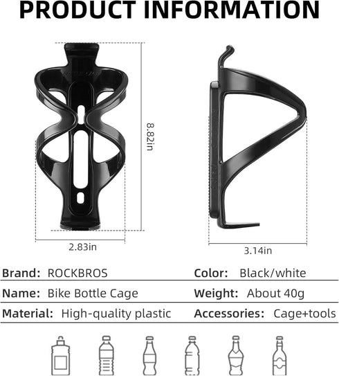 ROCKBROS Bike Water Bottle Cage Plastic Water Bottle Holder Light Drink Cup Holder Sturdy for MTB Road Mountain Bikes...