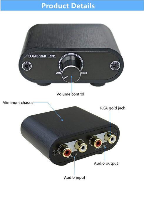 RCA Audio Volume Controller, line Volume Control Box, Mini attenuator knob -RC11...