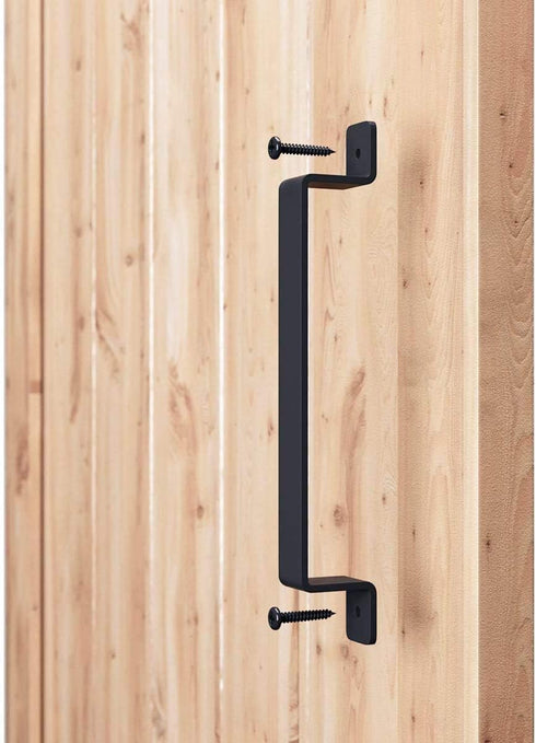 SMARTSTANDARD 12 Inch Barn Door Handle Rustic Black Long Solid Metal Pull Fits Barn Door Gate Garage Shed, Pack of 1...