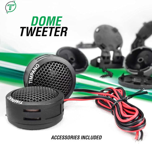 Timpano TPT-ST1 Dome Tweeter, 1 Inch Tweeter Set for Car Audio, Angle or Surface Mount Tweeters, 4 Ohm Soft Dome 150 Watts Max Power Tweeter for P...