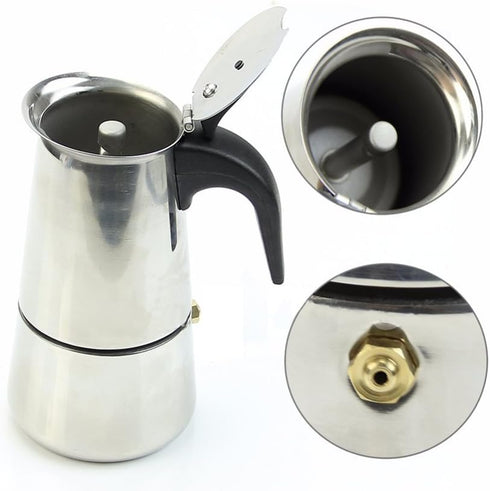2 Cup/100ml Stainless Steel Moka Espresso Latte Percolator Stove Top Coffee Maker Pot...