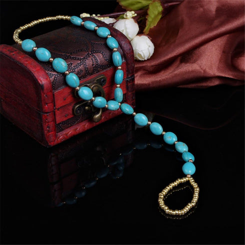 1 Pair Sandal Beach Turquoise Barefoot Sandal Foot Jewelry Anklet Chain Foot Bracelet...