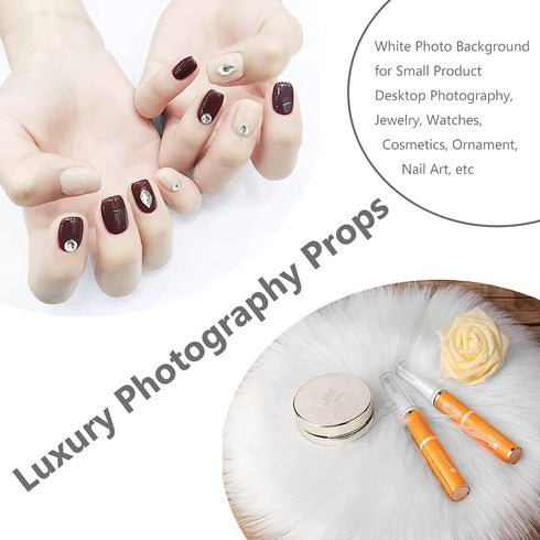 Small Product Photo Background & Luxury Photo Props, 12 Inches Small Square Faux Fur Sheepskin Cushion Fluffy Area Rug, Great for Tabletop Photogr...