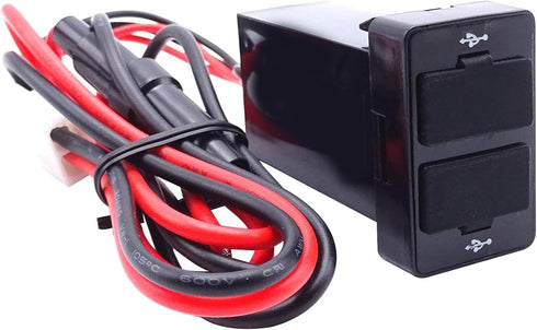 XJMOTO Dual USB Socket Charger Port Outlet Blue Light 12V/24V 2.1A Compatible with Toyota Tundra Tacoma 4Runner...
