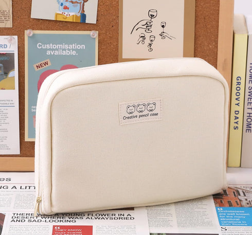 Pencil Case Pouch Box Cute Kawaii Large Capacity Aesthetic Zipper Pen Holder Organizer Bag for Office Workspace Supplies Desk Accessories Travel (...