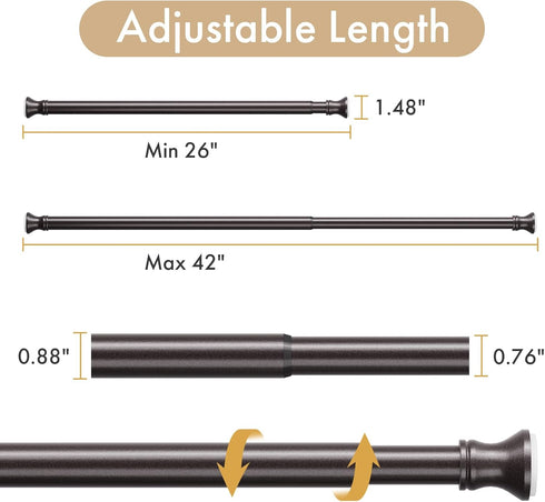 Amazer Spring Tension Shower Curtain Rod, 26-42 Inches Rust-Resistance Tension Curtain Rod Bathroom Rod, Adjustable Shower Curtain Rod No Drill, B...