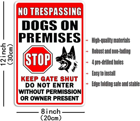 Funny Beware Of Dog Sign Warning Do Not Enter Metal Signs No Trespassing Dogs On Premises Tin Signs Dog In Yard Stop Keep Gate Closed Sign For Fen...