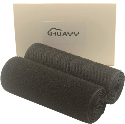 HUAYY Sew on Hook and Loop Style?Non-Adhesive Nylon Strips Fabric?Black (6in x 1yd)...