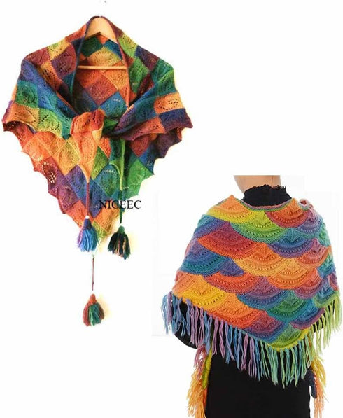2 Skeins Rainbow Soft Yarn 100% Wool Gradient Multi Color Yarn for Crocheting Knit Total Length 180m×2(196yds×2,50g×2)-11......