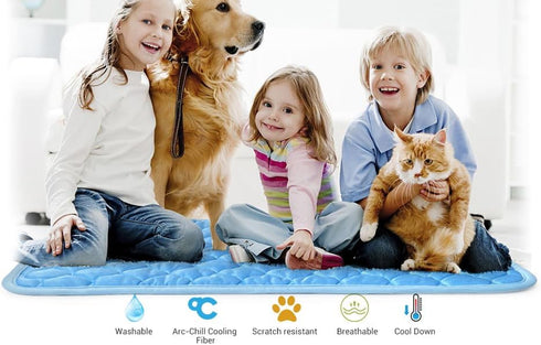Dog Cooling Mat,Non-Toxic Cooling Pad & Easy Clean,Foldable Pet Cooling Mat,Portable Pet Cooling Mat for Outdoor, Materials Safe, Easy Carry (Blue...