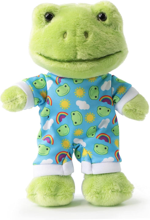 9-Inch Cute Frog Plush , Soft Stuffed Animal Plush Toy , Kawaii Doll , Green Plushie with Cloths Toy Gift for Kids Children (Baby Jumpsuit)...