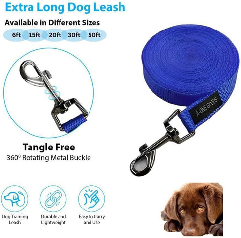 Dog Training Leash 50ft, 30ft, 20ft, and 15ft Long Leads, for Dog Training | Extra Long Line Dog Leash with Handle Great for Puppies & Dogs Traini...