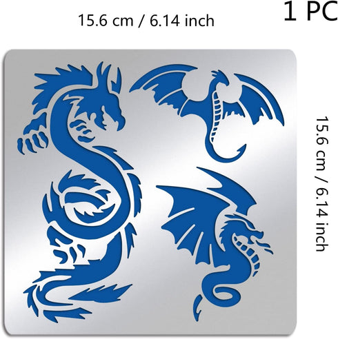 BENECREAT 6x6" Dragon Metal Stencils, Chinese Dragon Stencils for Wood Canvas Wall Painting Crafts and Decorations...