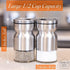 HOME EC Original Glass Salt and Pepper Shakers Set with Adjustable Pour Holes - Stainless Steel Salt Shaker and Pepper Shaker - Farmhouse Salt and...