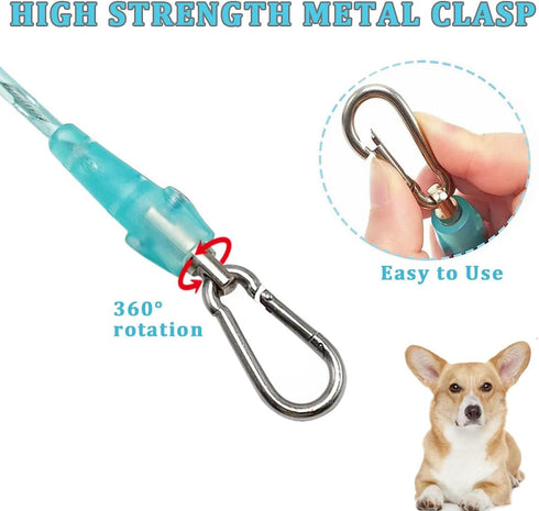 7FT Chew Proof Stretch Dog Leash Cable, Reflective Anti-Pull Shock Absorbing Dog Lead, Lightweight Cute Pet Leash with Soft Wide Nylon Handle for ...