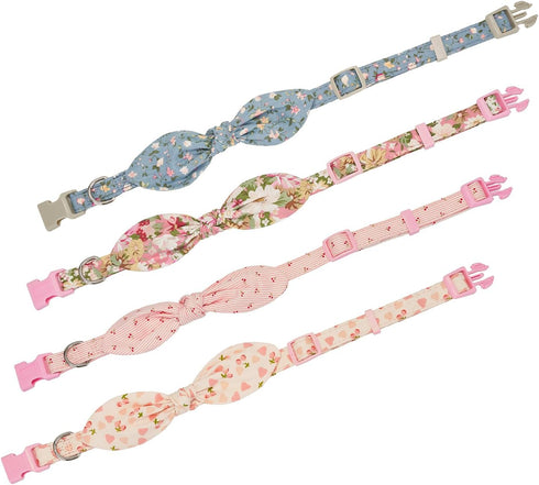 Dog Collar with Bowtie,Cotton Floral Bowtie Dog Collars for Small Medium Puppy Female & Male Dogs,Wedding Holiday Pet Collars...