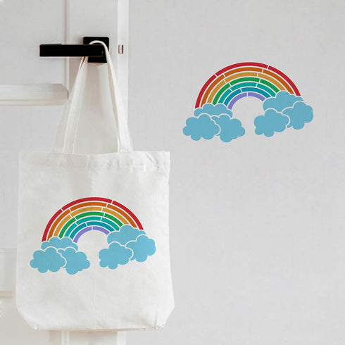 FINGERINSPIRE Rainbow Stencil Template 12"x8"/30x21cm Rectangle Rainbow Cloud Painting Stencil Reusable DIY Art Stencil for Walls and Crafts (Plas...