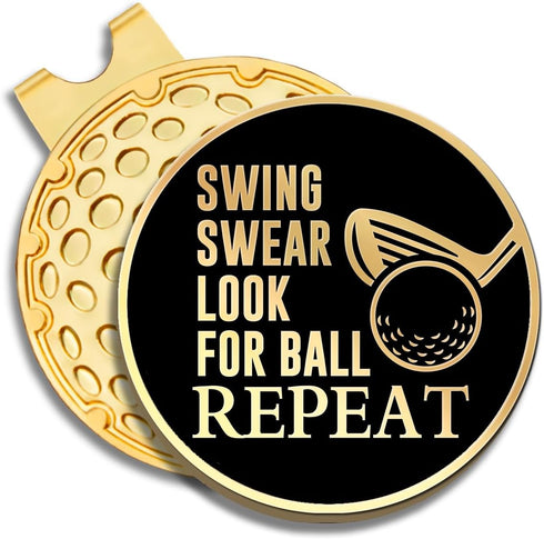 Swing Swear Look for Ball Repeat Golf Ball Marker with Magnetic Hat Clip,Funny Golf Gift for Men Woman...