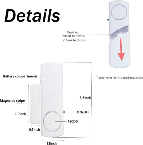 4 Pack Door Window Alarm, Magnetic Burglar Alert Sensor, Loud Door Alarms for Kids Safety, DIY for Home Security, Office Protection,Shopping Store...