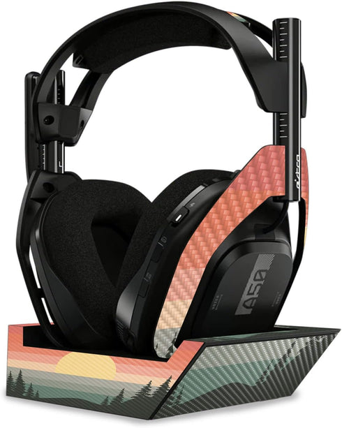 MightySkins Carbon Fiber Skin Compatible with Astro A50 Wireless Headphones + Base Station (Gen 4) - Sunset Forest | Protective, Durable Textured ...